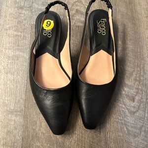 Black sling back flats